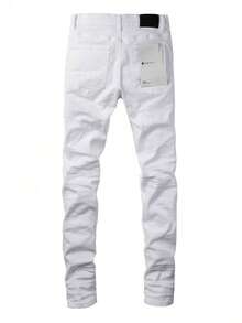Designer Men Jeans American Streetwear Distressed Slim Fit Stretch Tapered Skinny High Fashion Stretchable Trousers  Ripped Denim Pants For Men - 白色(K29 型號) - 查看 3