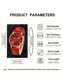 Set de 3 relojes de cuarzo con correa de piel de PU para mujer, con esfera de números romanos minimalista y elegante, accesorio de joyería adecuado para uso diario y ocasiones formales, también como decoración navideña o regalo de San Valentín (sin incluir caja de reloj) - Oro rosa - Ver 7