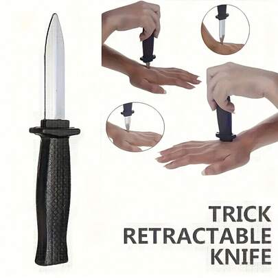 Black PVC Expandable Prank Knife - This Textured Magic Fake Is A Halloween And Christmas Prank Gift, Perfect For Halloween Costumes, And A Humorous Gag Prop.