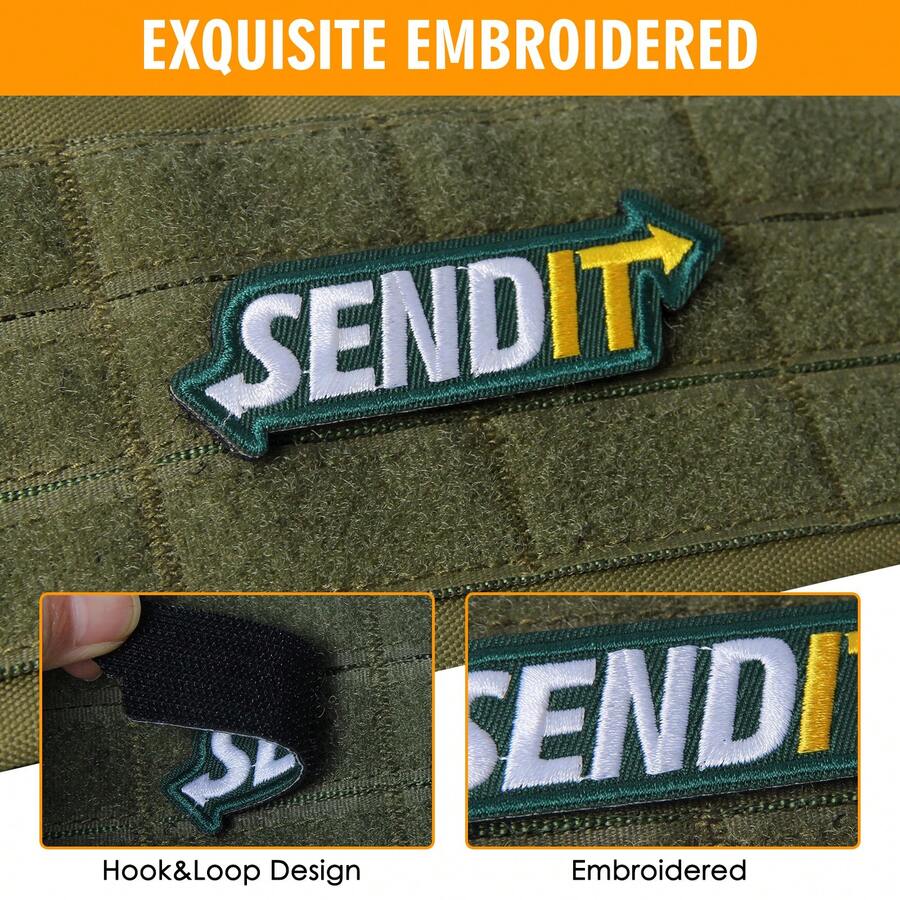 1pc "SEND IT" Morale Patch, Funny Sticker With Embroidery Hook And Loop, Suitable For Backpacks, Dog Harnesses, Military Vests, Gym Bags, Hats, Helmets, Etc.