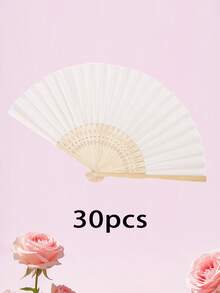 Personalized Engraved White Folding Fan, Custom Lettering Fan, Personalized Wedding Fan, Engagement Gift, Bridal Gift, Party Favor, Best Man Gift, Wedding Thank-You Gift, Birthday Gift, Baptism Gift, First Communion Gift, Personalized Gift Idea, Bamboo Folding Fan, Can Be Used For DIY Creative Blank Printing Advertising Gifts. Multifunctional, Highly Decorative, And Of Superior Quality, It Is An Ideal Gift For Her, Suitable For Tea Room, Valentine's Day, Mother's Day, Father's Day. - Multicolor - View 57