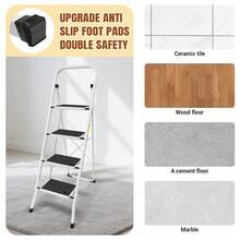 Rigogo Heavy Duty Steel Step Stool | Foldable Platform Ladder With Non-Slip Pads For Kitchen, Bathroom, Office | Stable Seat & Step For Adults & Kids - Multi-Functional Small Stool  KESLSS-1~4XE-UK - Black and White - View 6
