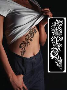 Haina Template Haina Hand Drawn Tattoo Hollow Template Minimalist Elegant Mandala Flower Geometric Pattern Haina Bridal Lace Stickers Suitable For Hands, Feet, Shoulders, Neck, Clavicles Semi Permanent Fake Tattoo Stickers 1 Pack - Black - View 6