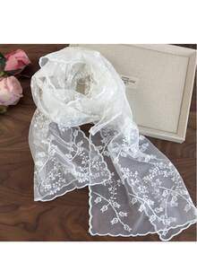 1 chiếc khăn choàng ren thêu hoa dành cho nữ, thiết kế mới thời trang và thanh lịch, khăn choàng trang trí, khăn trùm đầu chống nắng, thích hợp cho mùa xuân/hè/thu. - A - Xem 1