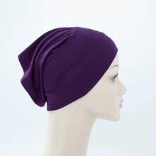 1件装女士内衬头巾帽面纱长款针织头巾，轻盈透气面料，适合日常佩戴，多种颜色可选，适用于女士长袍。 - 彩色 - 查看 36