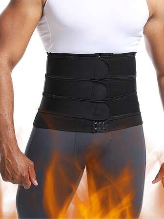 1 pieza, Cinturón de cintura de tres vías para deportes al aire fitness para hombres, cinturón moldeador corporal para gimnasio, yoga y ejercicio, cinturón transpirable para fortalecer el núcleo