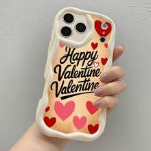 1PC Phone Case ,  Happy Valentine Hearts Pattern Design , Stylish Phone Case, Phone Decoration, All-around Lens Protection, Creative Small Gift, Funny Gift for Boys and Girls - Blanco - Ver 4