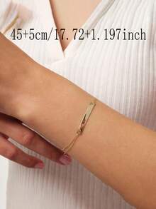 1条定制金链名字手链，简约长方形品牌手链，个性化名字手链，女士字母手链，友谊手链，名字定制手链，适合日常及节日佩戴，女士珠宝，圣诞礼物，情人节礼物，定制礼物，个性化礼物，母亲节礼物 - 彩色 - 查看 6