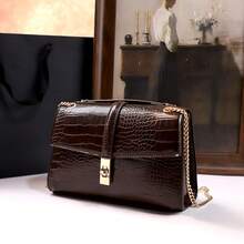 Elegant Crocodile Pattern Women's Handbag, 2026 New Niche Miradar Small Square Bag, Luxury Tote Shoulder Crossbody Bag - Brown - View 4