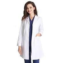 Long Sleeve Turndown Collar Multi-Pocket White Lab Coat, /Beauty Salon Scrub Nurse Uniform, Cosplay Jacket - White - View 5