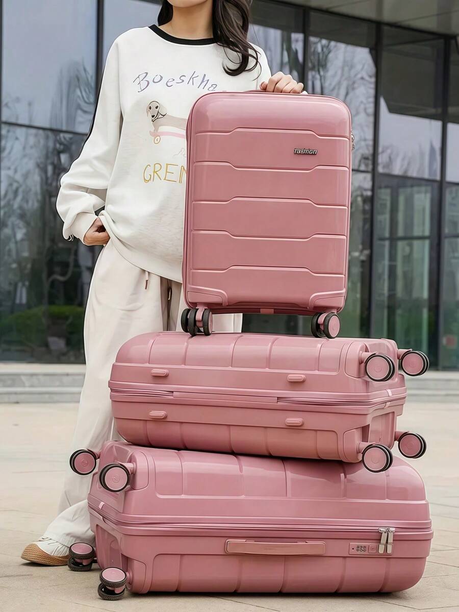 一件硬殼行李箱，輕便耐用，帶輪，堅固耐用，男女通用旅行箱套裝，，帶雙萬向輪和TSA海關鎖，靜音360°旋轉輪，登機箱，20/24/28多尺寸，硬邊萬向輪，PP材質， TSA 鎖， 易收納大容量旅行，防帶大蜜月出實用，PP材質， TSA 鎖， 易收納大容量旅行，防行