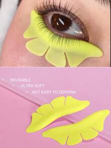 1Pair/2Pcs Eyelash Lift Rod, Reusable Lower Lash Lift Pads, Free Glue Lash Perming Shields For Eyelash Lifting & Lash Tinting,Makeup Beauty Lash Lift Tools(Yellow) - Yellow - View 2