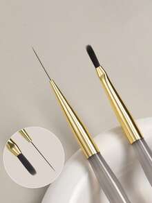 1支双头美甲拉线笔，适用于绘制长线条、细节和精细图案，可用于美甲勾线、UV凝胶指甲油绘画等。 - 彩色 - 查看 2