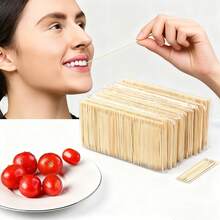500/1000支装竹制牙签，用于牙齿清洁，双头木制牙签，多用途竹签，牙齿清洁牙签，派对/家庭/餐厅/酒店用品，清洁用品，返校必备品 - 彩色 - 查看 4