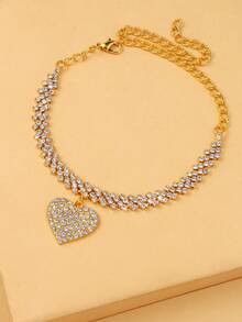 1pc Rhinestone Heart Anklet, Fashionable Personalized Party Jewelry Accessory For Women