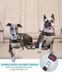 1pc Adjustable Dual Dog Safety Seat Belt With Elastic Protection And Shock Absorption Function, Pet Car Safety Leash, Durable Elastic Nylon Safety Belt, Keeping Your Beloved Dog Safer During Travel! Dog Outdoor Supplies - Multicolor - View 2