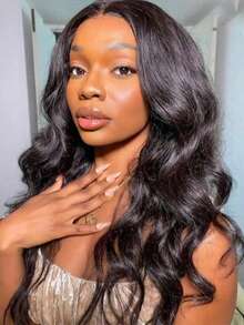 VIOLLY 黑色波浪卷发假发，28英寸，5x5蕾丝闭合假发，预漂白，预拔毛，预剪蕾丝前假发，真发，无需胶水，佩戴方便；13x6大面积透明蕾丝前额编织假发，巴西原生发假发，人发混纺假发，女士款 - 1B# - 查看 7