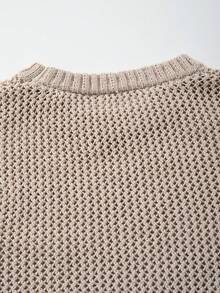 Áo thun nam ngắn tay cổ tròn dáng rộng, màu trơn, khoét lỗ, hơi trong suốt, phong cách retro, cơ bản, cổ điển, thoải mái, thích hợp cho mùa xuân và hè. - Màu Khaki - Xem 8