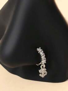 YIH4 1pc Long Gold Tassel Nose Ring, Daily Wear For Women - Silver - View 5