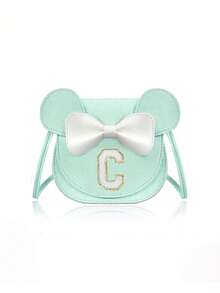 1个女童钱包，可定制字母，可爱米老鼠耳朵和蝴蝶结设计，斜挎包礼品 - 藍色 - 查看 5