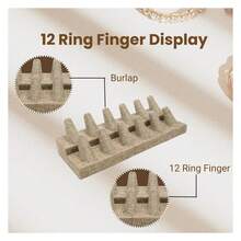 Box Burlap Jewelry 12 Rings Finger Display8.25x3.25x2.5 Inches With Square Base - Ring Holder Organizerfor Personal Use - Display Stands For Rings - Multicolor 788 - View 2