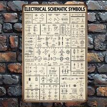 1 Piece Vintage Electrical Engineering Diagram - Heavy Metal Poster With Circuit Symbols (Resistor, Capacitor, Inductor) - Educational Circuit Diagram For Electricians, Students, Teachers - No Batteries/Electricity Required - Suitable For Electrical Engineering Courses, Home, Office, Classroom Decoration - Vintage Style, Clear Visual Layout, Metal Wall Art Decoration, Classroom Decoration, Durable Wall Art, 2D Flat - 混合 - 查看 5