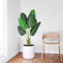 Huisuilinss Artificial Bird Of Paradise Plant,Faux Plant Fake Banana Leaf Tree,Tall Fake Tropical Palm Tree With Trunks,Floor Plant Fake Tree With Pot For Home Bedroom Living Room Office - 2 unidades de 4 pies - Ver 8