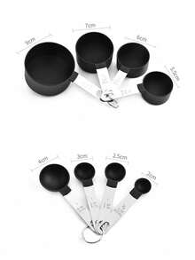 8pcs Measuring Cups & Spoons Set, Stackable Cups And Spoons, Nesting Measure Cups With Stainless Steel Handle, Kitchen Gadgets For Cooking & Baking
