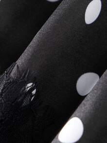 Women's Summer Mini Skirts Dot Print Lace Trim Hem Skirt For Daily, Travel, Parties - 黑色 - 查看 5