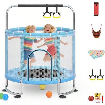 Trampoline For Jump Small Toddler Trampoline For Toddlers 4.7 FT Indoor Outdoor With Safety Enclosure Net Birthday Christmas Gifts For Girl Boy