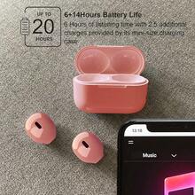 Mini auricular Bluetooth inalámbrico, auriculares Bluetooth individuales con funda de carga 6 horas de reproducción, auriculares manos libres con micrófono para teléfonos inteligentes iOS Android llamadas de voz PC (individual-beige) - Rosa - Ver 2