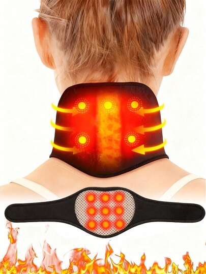 2-In-1 Self-Heating Neck Massage Pillow - Provides Warmth And Muscle Relaxation, Adjustable Strap, 100% Polyester Material, Christmas And New Year Gift, Portable, Suitable For Home And Office Use, Essential For Winter Travel, Soft Fabric For Comfortable Support