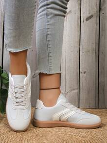 1 Pair Unisex Soft Sole Lightweight Casual Versatile Hook And Loop Fastening Sneakers, Convenient Slip-On, Suitable For All Seasons - Light Grey - View 7