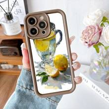 Cubierta de teléfono con borde negro diseño de limón y taza de agua fresca para uso diario - Burdeos - Ver 5