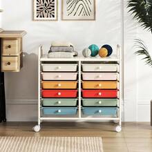 12-Drawer Rolling Storage Cart - Mobile Utility Cart On Wheels For School Classroom Teacher Office Salon, Paper File Art Supply Craft Organizer, Rolling Cart With Drawers (Macaron) - Macaron - Xem 9