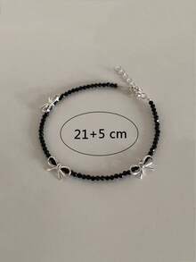 1 件时尚串珠手链，带蝴蝶结装饰，适合女性情人节日常佩戴