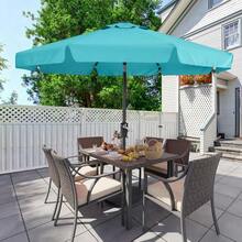 Valance Patio Umbrella For Outdoor Table Market -8 Ribs (9ft, Turquoise),9FT,Turquoise - Turquoise - View 9