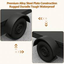 Paquete de 2 guardabarros de remolque de un solo eje con respaldos de guardabarros, se adapta a ruedas de 14 a 16 pulgadas, 32 x 9 x 15 pulgadas, reemplazo para guardabarros de remolque de coche - Negro - Ver 3