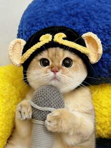 4pcs HUITAIYANG Pet Headbands, Suitable For Small Dogs And Cats, Includes Frog, Piggy, And Other Cute Knitted Pet Headpieces, Fits Medium And Small Pets