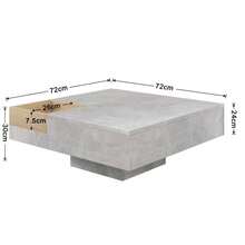 72*72*30cm Living Room Coffee Table – Concrete Gray/Wood Tone, Removable Storage Box Side Table - Grey - View 9