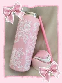 OWALAo X UO. Free_Sip Bottle 32 Oz / 945 Ml. Newest Limited Edition Bottle! "Ribbon Toile", Meet The Dreamy, Insulated Stainless Steel Sports Water Bottle With Straw. It Is Very Suitable To Be Given As A Gift, Christmas Gifts. Fashionable Women's Water Bottle. - In ruy băng - Xem 2