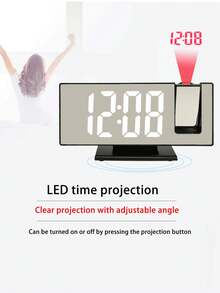 180 Degree Rotating Ceiling Projection Digital Clock, Tabletop Clock, Projection Clock, 12/24H Display, USB Powered, Adjustable Brightness, Easy Installation