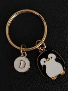 Penguin Keychain: Personalized Animal Keychain, Gift For Boys, Valentine's Day Keychain, Back To School Gift - Black and White Penguins - View 2