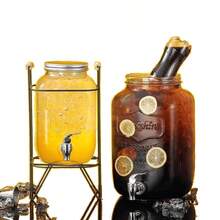 Glass Beverage Dispenser With Faucet, Fruit Tea Barrel, Picnic Drink Dispenser, Cocktail Barrel