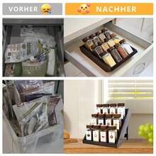 ERUIV Square Spice Jars, 2-In-1 Design With Acacia Wood Stand (FCM®) – Set Of 12 Spice Jars (120 Ml Each), Including Multiple Labels, Can Be Stood Upright And Is Suitable For Drawers – Spice Rack For Drawers And Spice Jars - 12香料罐+木架 - 查看 5