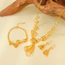 Dubai Gold Jewelry Set 24k Gold Plated Arabic Muslim Bridal Necklace Bracelet Earrings Middle East Women Vintage Jewelrys - Jewelry Set - View 10