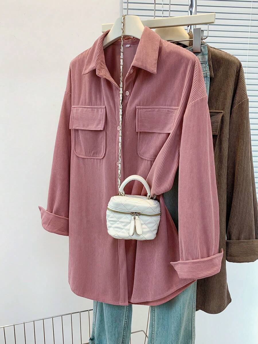 YUXIN Winter & Autumn Must - Have! Loose Corduroy Women's Shirt Jacket, Practical Double - Pocket Design, Perfect For Layering, Fits Daily Commute/Shopping & More Occasions Summer