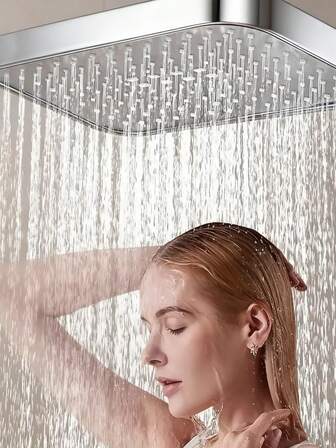 2pcs High Pressure Square Shower Head, 11.8-Inch Waterfall Effect. This Multi-Functional Wall-Mounted Plastic Shower Head Is Made Of Durable Plastic, Easy To Clean And Install, And Features A Modern Round Wall-Mounted Design. Suitable For Home Bathrooms, Hotel Apartments, Modern Bathrooms, Residential Bathrooms, Fashionable Bathrooms, And RV Bathrooms. It Is Both A Fashionable Bathroom Accessory And An Ideal Holiday Gift.