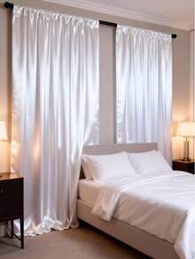 Bộ 1/2 rèm cửa sổ bằng vải satin mờ, rèm cửa satin trắng có lỗ thoáng khí, rèm ban công, rèm nhẹ cho phòng khách, phòng ăn, văn phòng, nhà bếp, phòng tắm, trang trí nhà cửa, trang trí phòng. - trắng - Xem 7