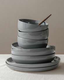 Richmount 18 Pieces Dinnerware Sets, Dishes Set For 6, Plates And Bowls Set, Perfect For Your Friend For Housewarming, Thanksgiving, Christmas - 深灰色 - 查看 7